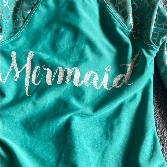 Cat & Jack Teal Mermaid Rashguard Swim Set with Skirt - Picture 3 of 10